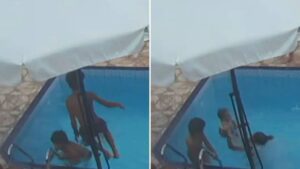 Menino de 8 anos pula em piscina e salva primo bebê que se afogava