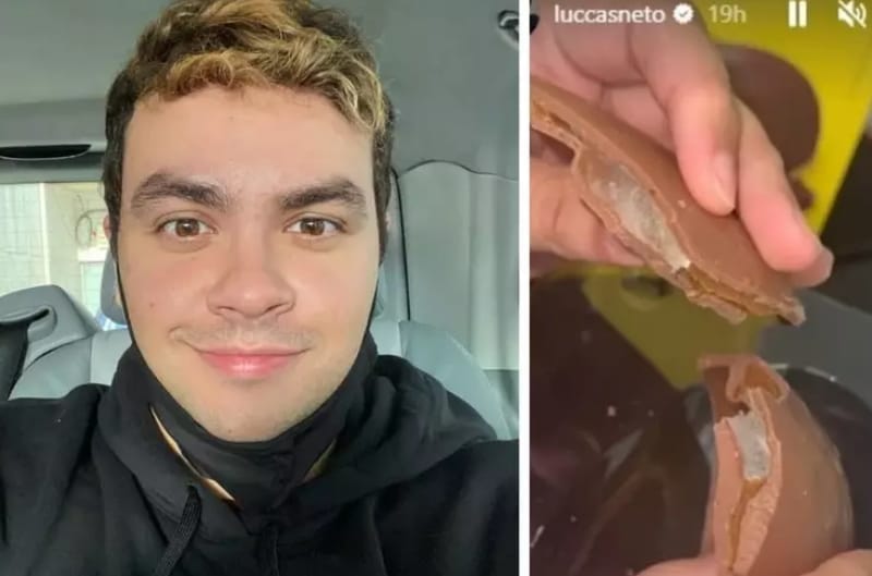 Luccas Neto mostra ovo de páscoa com mofo: “Cheguei a comer metade” lucas neto