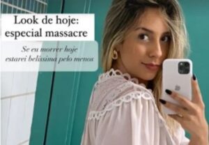 Professora do ‘look do massacre’ se explica nas redes: ‘Humor ácido’