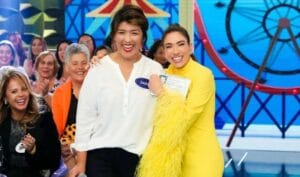 ‘Não tinha noção do que falava’, diz mulher da piada do Bambu durante homenagem ao programa Silvio Santos