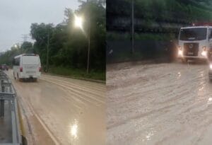 Prefeitura interdita parte da avenida das Torres após proteção de barranco ceder; assista