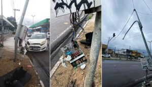 Proprietário de veículo será acionado judicialmente por danos a semáforo após colisão, em Manaus