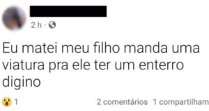 Chocante: mãe é presa após postar em rede social que matou o próprio filho de 4 anos: ‘Manda uma viatura’