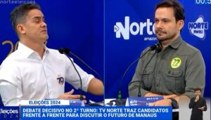 ‘Quando é conveniente você apoia o PT’, diz David Almeida para Alberto Neto no debate na TV Norte Amazonas