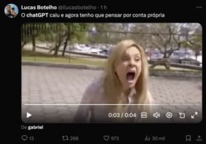 Inteligência artificial Chat GPT cai mundialmente e obriga usuários a pensarem por conta própria