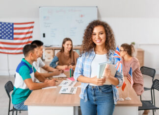 People taking classes at language school