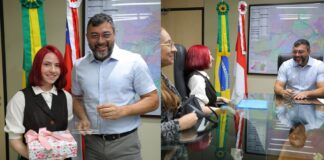 Maria Calderaro e o governador Wilson Lima ()