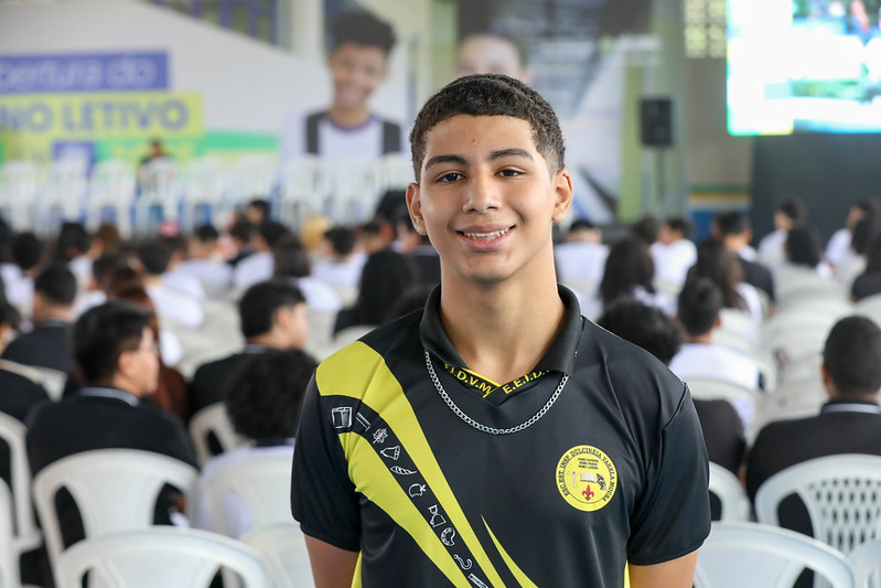 “É um grande passo para o mercado de trabalho” diz aluno sobre projeto Sine Primeiro Emprego estudante Bruno Façanha FOTO Alex Pazuello Secom