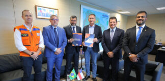 Governador Wilson Lima se reúne com ministro Waldez Góes para apresentar ações de prevenção contra fenômenos climáticos no Amazonas foto Diego Peres Secom