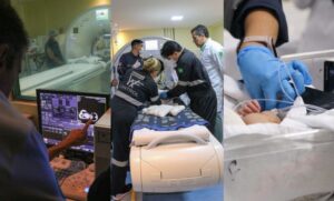 Gêmeas siamesas realizam tomografia e ressonância no Hospital Francisca Mendes para possível cirurgia de separação