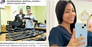 David Almeida causa revolta ao publicar foto com armas e frase sobre silêncio após morte de Giovana