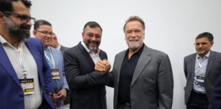 Com Schwarzenegger, Wilson Lima defende descentralização dos fundos climáticos para a Amazônia
