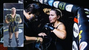 Karoline “Onça Albina” faz história no MMA e conquista cinturão Lions King em Manaus