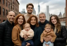 Claudia Raia e Edson Celulari posam em Nova York com atuais parceiros e filhos — encontro familiar reúne Jarbas Homem de Mello, Karin Roepke, Enzo, Sophia, Luca e Chiara