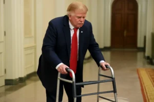 Foto falsa de Trump com andador foi gerada por inteligência artificial e viralizou como sátira após anúncio sobre regulamentação federal