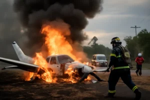 Avião de pequeno porte cai e explode ao tentar pouso após voo de Acapulco para Toluca; emergência atende local