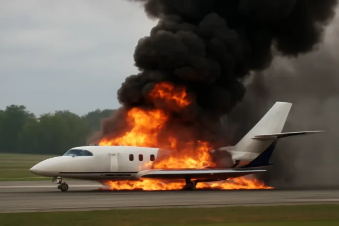 Avião particular cai durante o pouso no Aeroporto Regional de Statesville, Carolina do Norte; incêndio de grandes proporções e número de vítimas ainda não confirmado