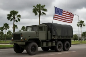 Vídeo que mostra caminhão militar com bandeira dos EUA não ocorreu na Venezuela; apuração aponta registro em Tampa, EUA, de janeiro