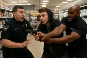 Vídeo mostra jovem de 21 anos que tenta atirar em policial durante abordagem em mercado nos EUA; arma falha e segurança o desarma em Canton, Ohio