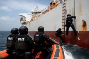 Guarda Costeira dos EUA busca reforços para abordar petroleiro ligado à Venezuela, com uso de equipes especiais de resposta marítima