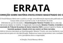 ERRATA: CORREÇÃO SOBRE MATÉRIA ENVOLVENDO MAGISTRADO DO STJ