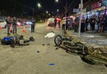 Motociclista morre após colisão entre motos no bairro Parque das Laranjeiras, em Manaus Foto: Eudogio Gonçalves 