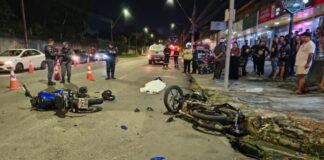 Motociclista morre após colisão entre motos no bairro Parque das Laranjeiras, em Manaus Foto: Eudogio Gonçalves 