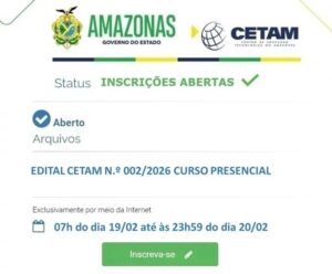 Cetam abre inscrições para mais de 10 mil vagas em cursos de qualificação no interior do Amazonas