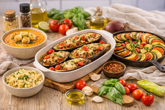 Receitas de Legumes com Prato vegetariano colorido e saboroso