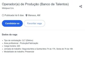 Vagas para Operador de Produção no primeiro turno: saiba como se candidatar