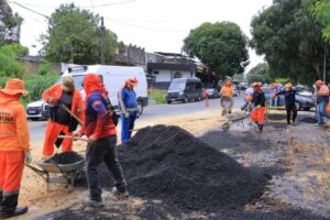 Prefeitura de Manaus intensifica manutenção asfáltica no centro histórico e melhora mobilidade