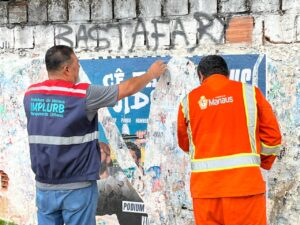 Implurb intensifica combate à poluição visual e remove faixas, banners e lambe-lambes irregulares