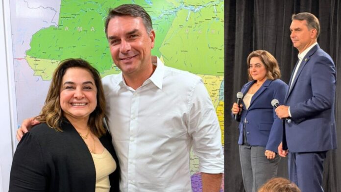 maria do carmo e Flavio Bolsonaro Flávio Bolsonaro grava vídeo para Professora Maria e convida militantes de direita para ato em Manaus